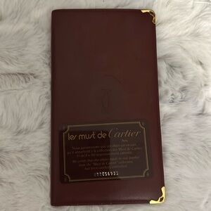 Must De -Cartier Authentic Long Leather Wallet in Bordeaux